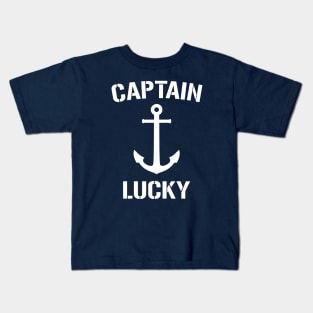 Nautical Captain Lucky Personalized Boat Anchor Kids T-Shirt